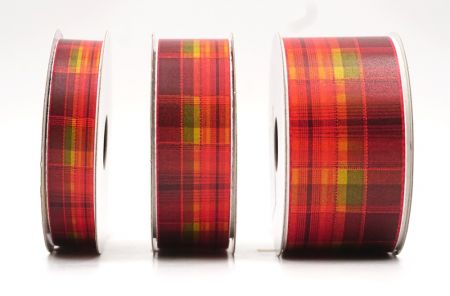 Festliches Rot, Orange und Goldenes Karoband_AI